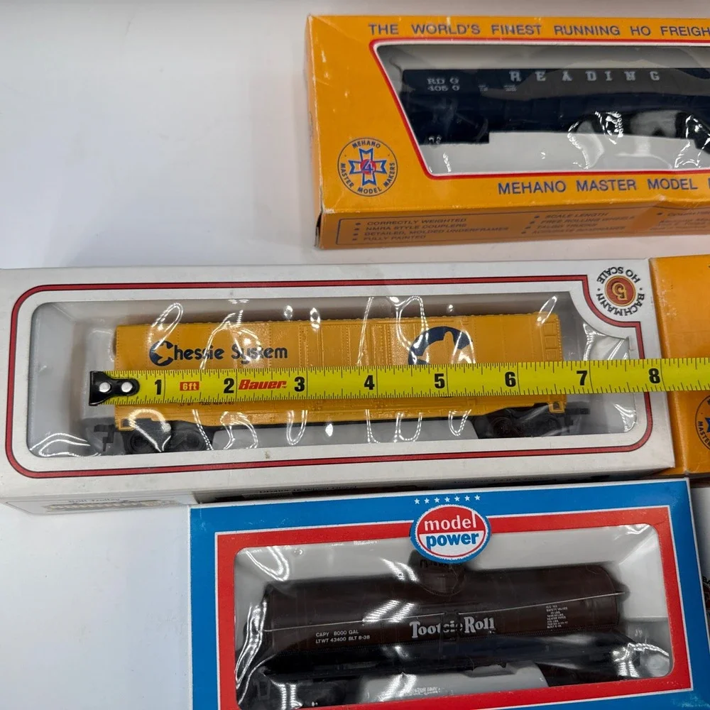 Vintage HO Scale Freight Cars Lot of 7 Bachmann Model Power Mehano Boxed
